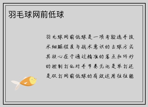 羽毛球网前低球